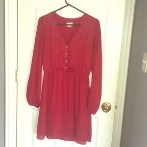 Red Everly Long-Sleeved Dress